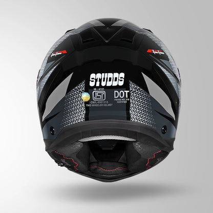 STUDDS Helios Circuit D2 Glossy Finish Full Face Pinlock and Antifog ISI and DOT Certified Helmet with Dual Visor
