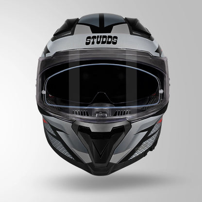STUDDS Helios Circuit D2 Glossy Finish Full Face Pinlock and Antifog ISI and DOT Certified Helmet with Dual Visor