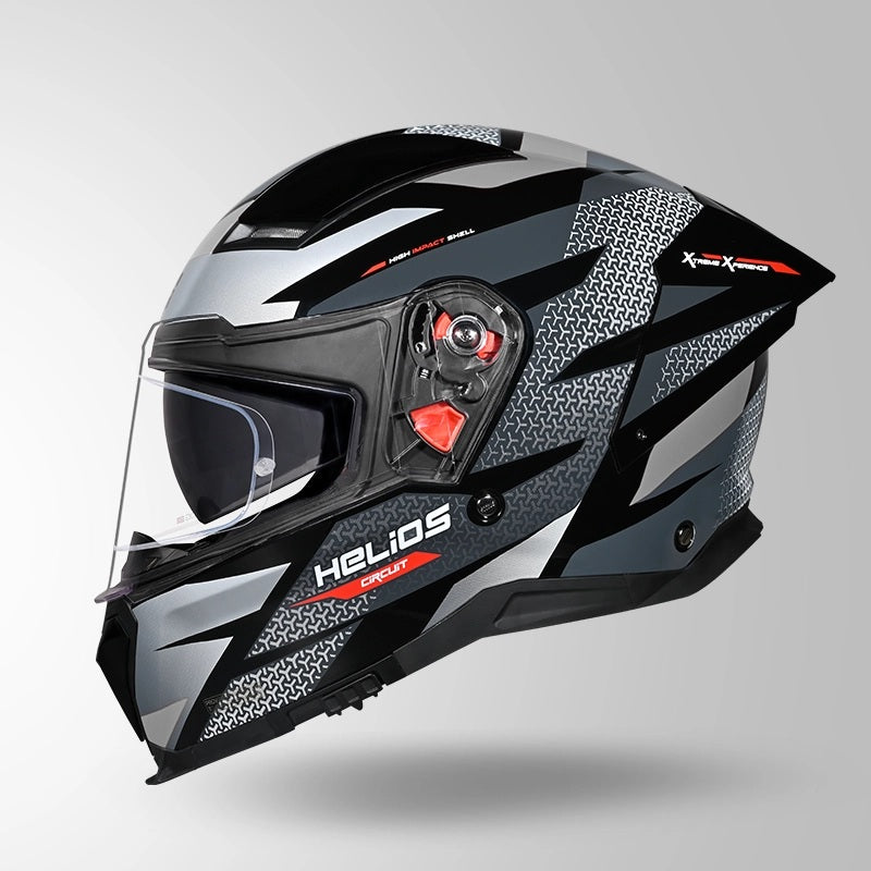 GUB STUDDS Helios Circuit D2 Glossy Finish Full Face Pinlock and Antifog ISI and DOT Certified Helmet with Dual Visor