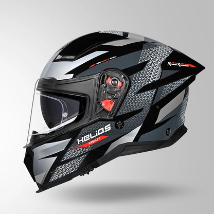 STUDDS Helios Circuit D2 Glossy Finish Full Face Pinlock and Antifog ISI and DOT Certified Helmet with Dual Visor