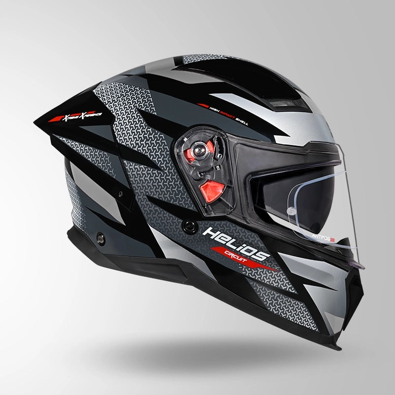 GUB STUDDS Helios Circuit D2 Glossy Finish Full Face Pinlock and Antifog ISI and DOT Certified Helmet with Dual Visor