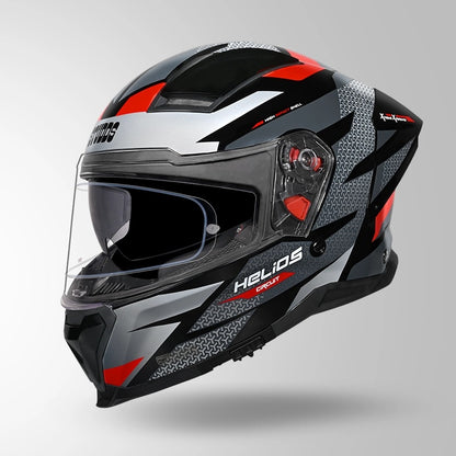 STUDDS Helios Circuit D2 Glossy Finish Full Face Pinlock and Antifog ISI and DOT Certified Helmet with Dual Visor