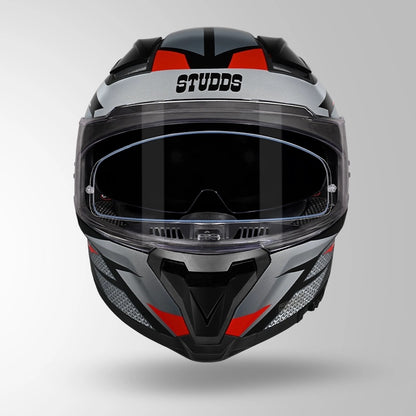 STUDDS Helios Circuit D2 Glossy Finish Full Face Pinlock and Antifog ISI and DOT Certified Helmet with Dual Visor