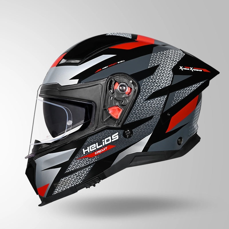 GUB STUDDS Helios Circuit D2 Glossy Finish Full Face Pinlock and Antifog ISI and DOT Certified Helmet with Dual Visor