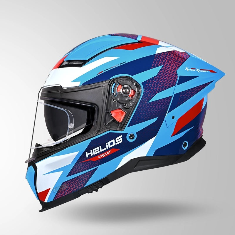 GUB STUDDS Helios Circuit D2 Glossy Finish Full Face Pinlock and Antifog ISI and DOT Certified Helmet with Dual Visor