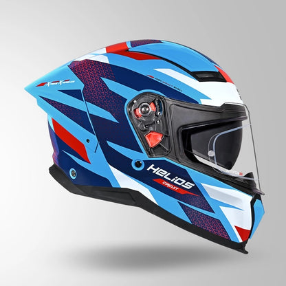 STUDDS Helios Circuit D2 Glossy Finish Full Face Pinlock and Antifog ISI and DOT Certified Helmet with Dual Visor