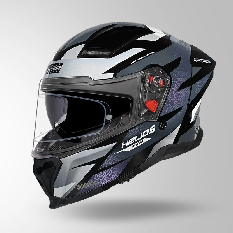 GUB STUDDS Helios Circuit D2 Glossy Finish Full Face Pinlock and Antifog ISI and DOT Certified Helmet with Dual Visor