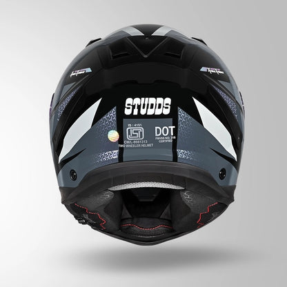 STUDDS Helios Circuit D2 Glossy Finish Full Face Pinlock and Antifog ISI and DOT Certified Helmet with Dual Visor