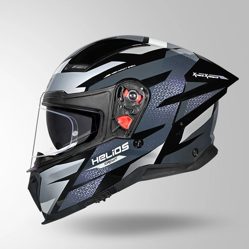 GUB STUDDS Helios Circuit D2 Glossy Finish Full Face Pinlock and Antifog ISI and DOT Certified Helmet with Dual Visor