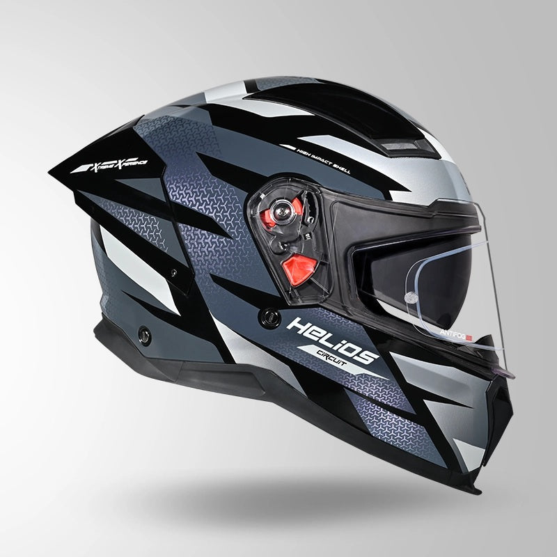 GUB STUDDS Helios Circuit D2 Glossy Finish Full Face Pinlock and Antifog ISI and DOT Certified Helmet with Dual Visor