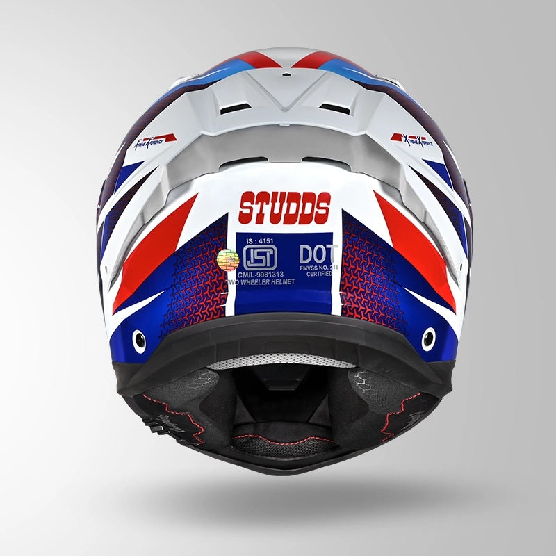 GUB STUDDS Helios Circuit D2 Glossy Finish Full Face Pinlock and Antifog ISI and DOT Certified Helmet with Dual Visor