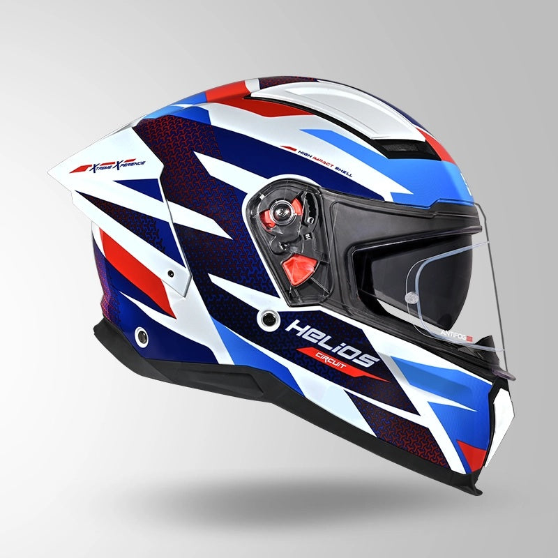 GUB STUDDS Helios Circuit D2 Glossy Finish Full Face Pinlock and Antifog ISI and DOT Certified Helmet with Dual Visor