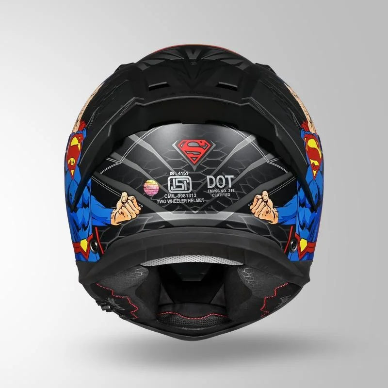 GUB STUDDS Helios Superman Edition Matte Finish Full Face Pinlock and Antifog ISI and DOT Certified Helmet with Dual Visor