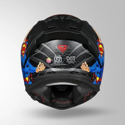 STUDDS Helios Superman Edition Matte Finish Full Face Pinlock and Antifog ISI and DOT Certified Helmet with Dual Visor