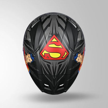 STUDDS Helios Superman Edition Matte Finish Full Face Pinlock and Antifog ISI and DOT Certified Helmet with Dual Visor