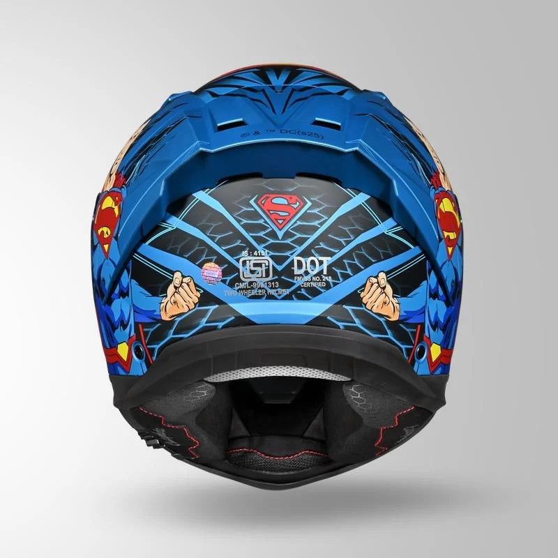 GUB STUDDS Helios Superman Edition Matte Finish Full Face Pinlock and Antifog ISI and DOT Certified Helmet with Dual Visor
