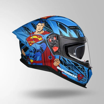 STUDDS Helios Superman Edition Matte Finish Full Face Pinlock and Antifog ISI and DOT Certified Helmet with Dual Visor