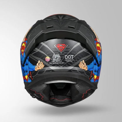 STUDDS Helios Superman Edition Matte Finish Full Face Pinlock and Antifog ISI and DOT Certified Helmet with Dual Visor