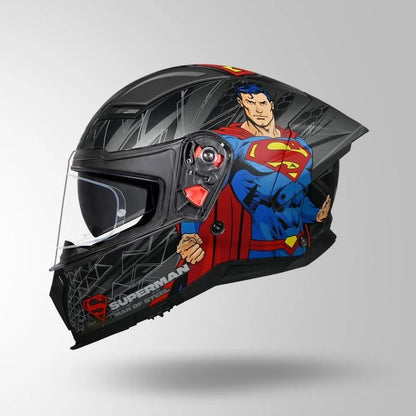 STUDDS Helios Superman Edition Matte Finish Full Face Pinlock and Antifog ISI and DOT Certified Helmet with Dual Visor