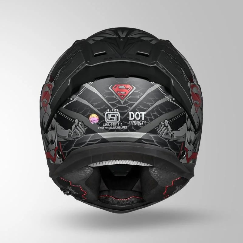 GUB STUDDS Helios Superman Edition Matte Finish Full Face Pinlock and Antifog ISI and DOT Certified Helmet with Dual Visor