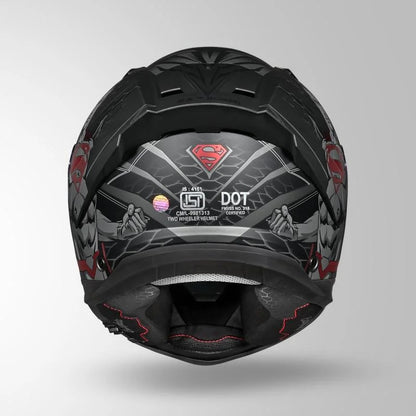 STUDDS Helios Superman Edition Matte Finish Full Face Pinlock and Antifog ISI and DOT Certified Helmet with Dual Visor