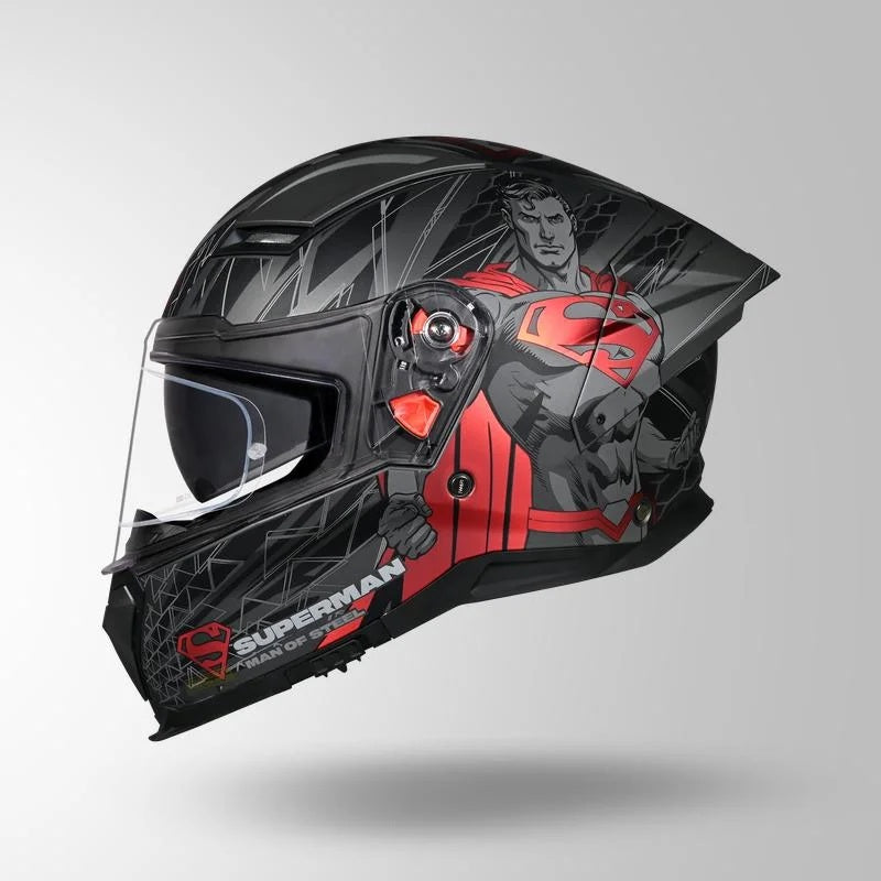 GUB STUDDS Helios Superman Edition Matte Finish Full Face Pinlock and Antifog ISI and DOT Certified Helmet with Dual Visor