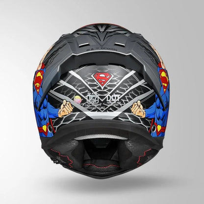 STUDDS Helios Superman Edition Matte Finish Full Face Pinlock and Antifog ISI and DOT Certified Helmet with Dual Visor