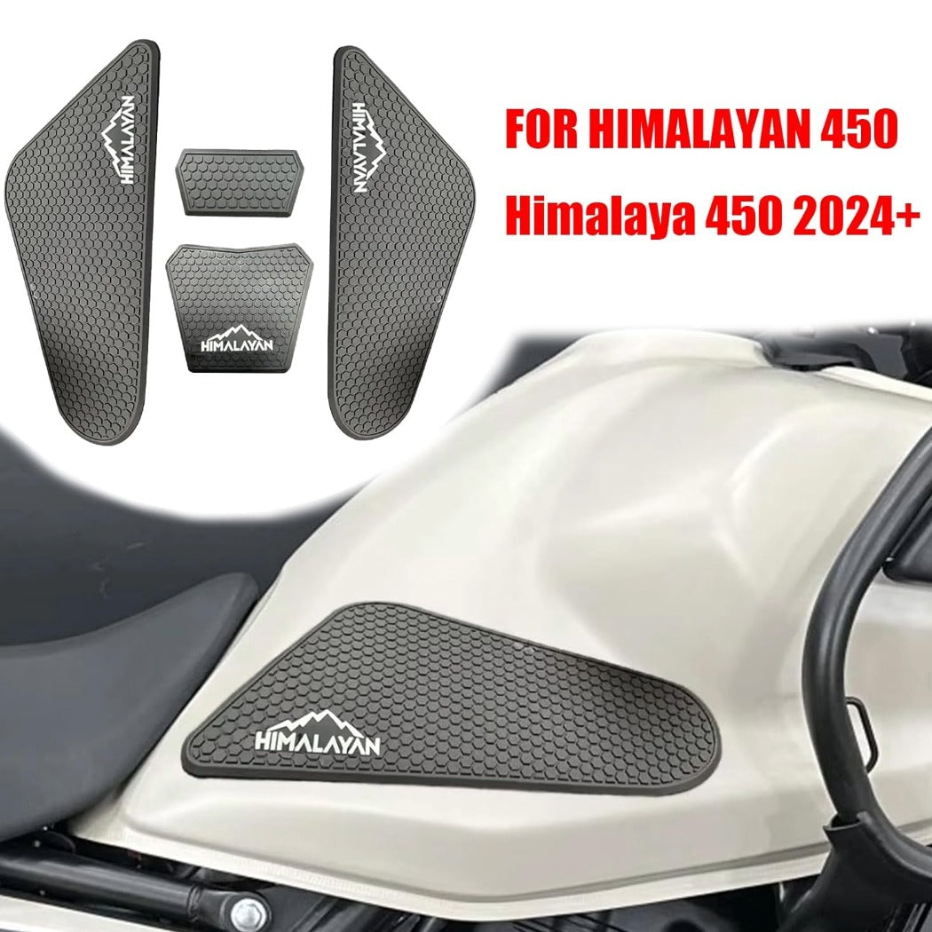 Fuel Tank Pad Sticker for RE Himalayan 450 (2024-2026) | Anti-Slip Side Tank Grip Protector Decal | Scratch Resistant Rubber Fuel Tank Protection Sticker | Black