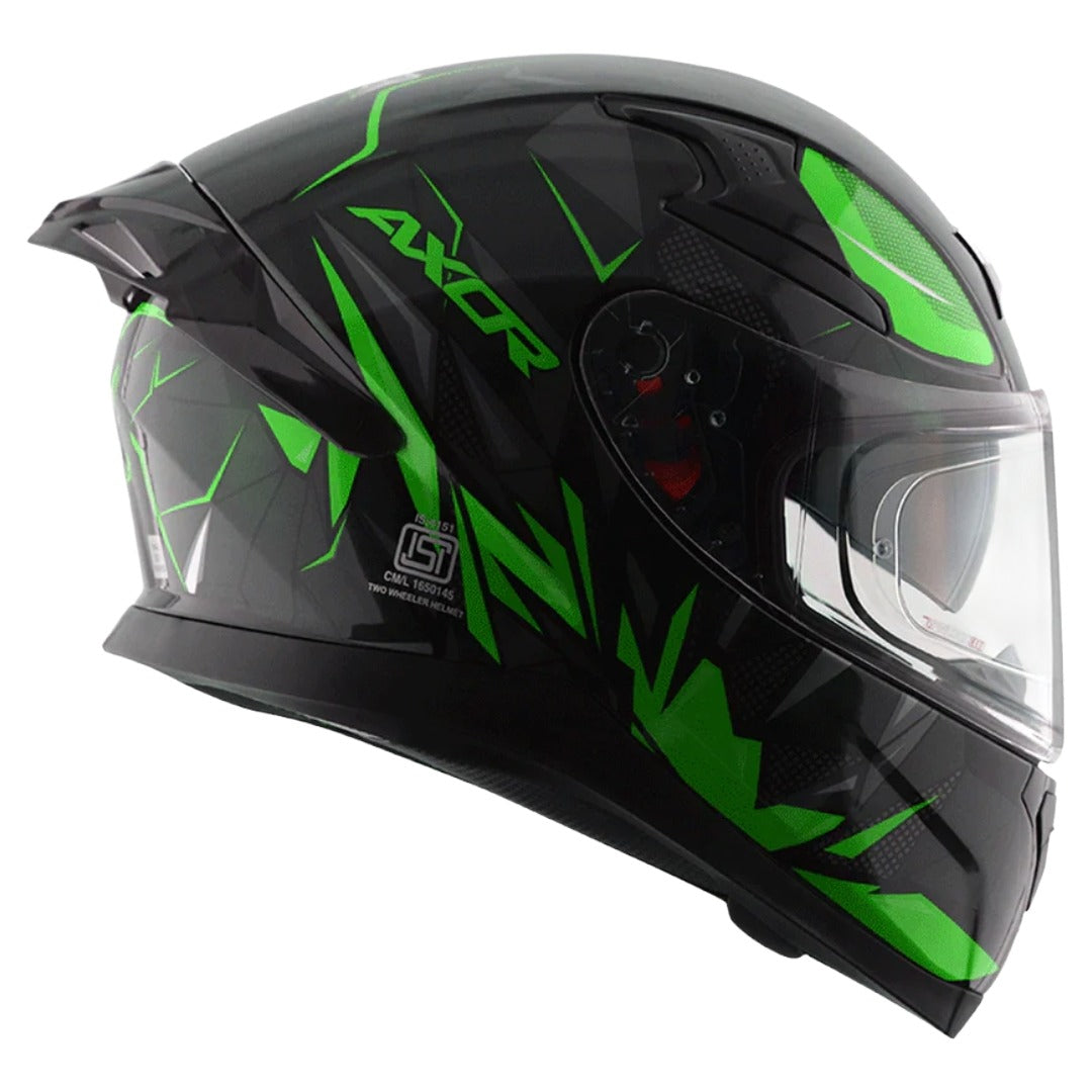 Axor Apex Hunter ISI ECE DOT Certified Full Face Dual Visor Helmet For Men And Women With Pinlock Fitted Outer Clear Visor And Inner Smoke Sun Visor