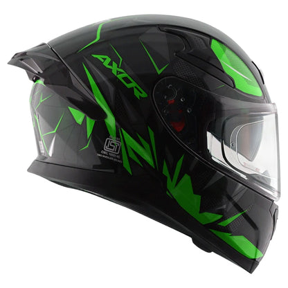 Axor Apex Hunter ISI ECE DOT Certified Full Face Dual Visor Helmet For Men And Women With Pinlock Fitted Outer Clear Visor And Inner Smoke Sun Visor