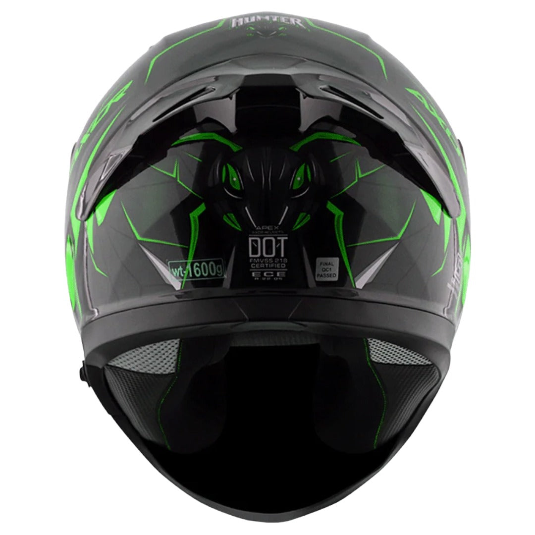 Axor Apex Hunter ISI ECE DOT Certified Full Face Dual Visor Helmet For Men And Women With Pinlock Fitted Outer Clear Visor And Inner Smoke Sun Visor