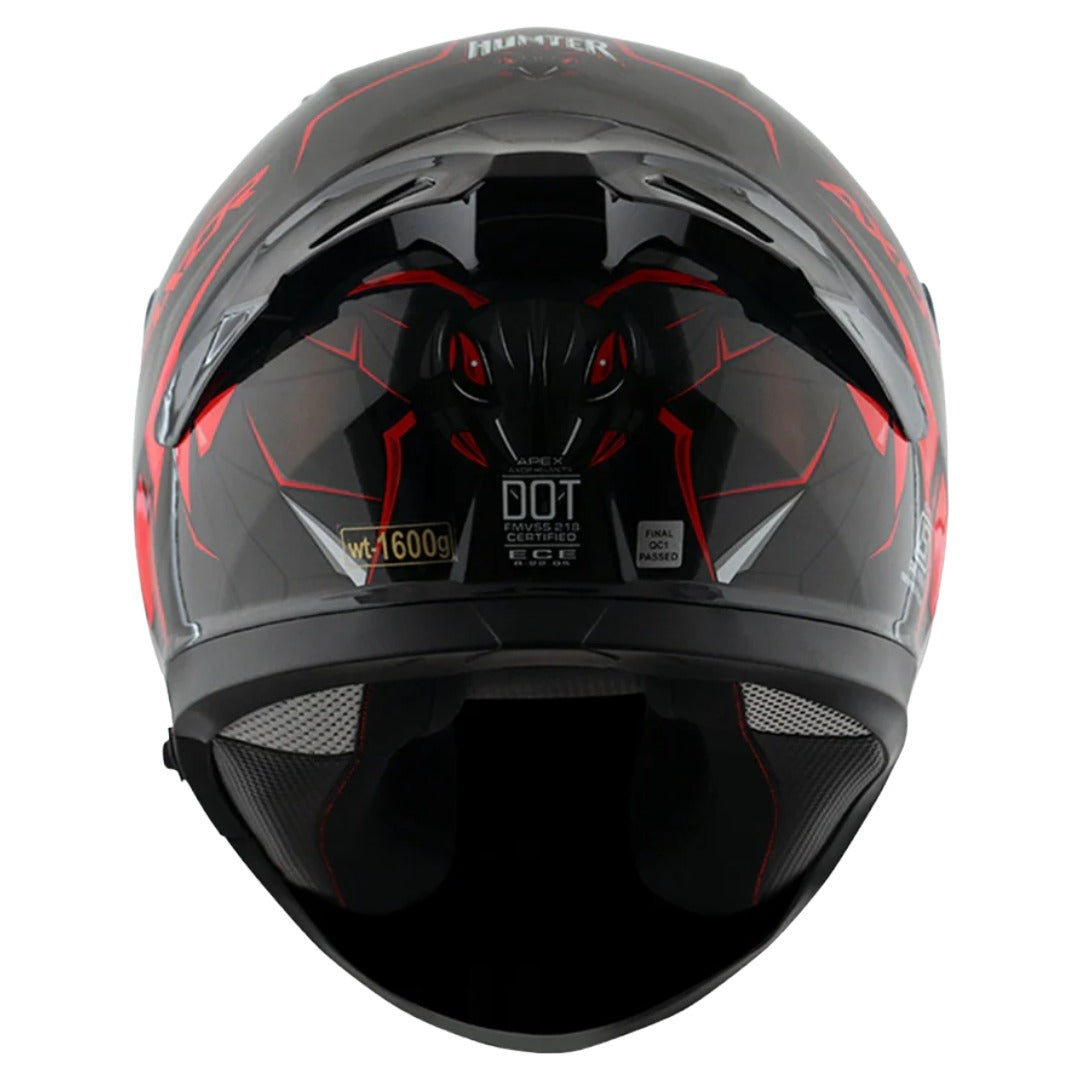 Axor Apex Hunter ISI ECE DOT Certified Full Face Dual Visor Helmet For Men And Women With Pinlock Fitted Outer Clear Visor And Inner Smoke Sun Visor