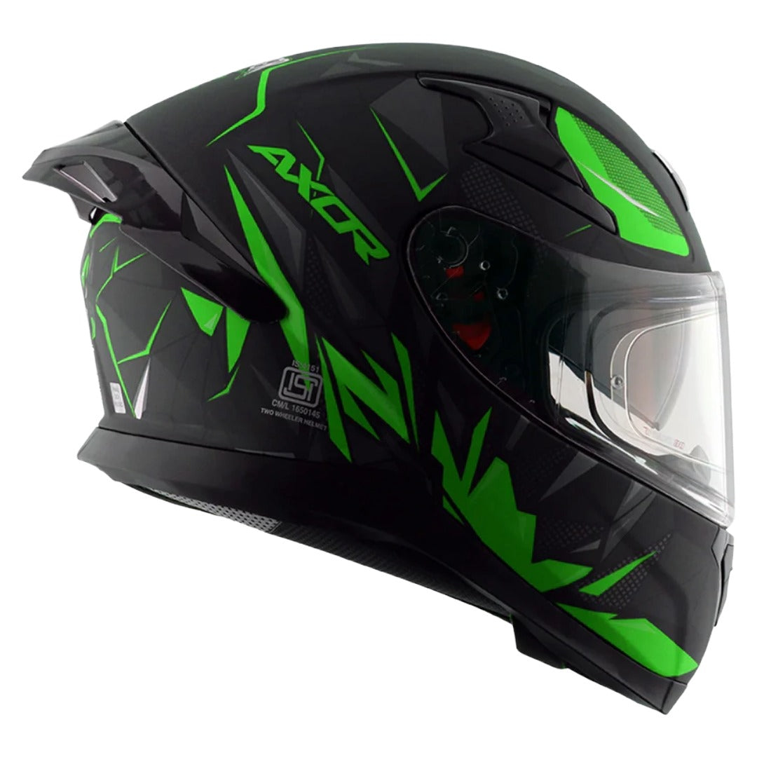 Axor Apex Hunter ISI ECE DOT Certified Full Face Dual Visor Helmet For Men And Women With Pinlock Fitted Outer Clear Visor And Inner Smoke Sun Visor