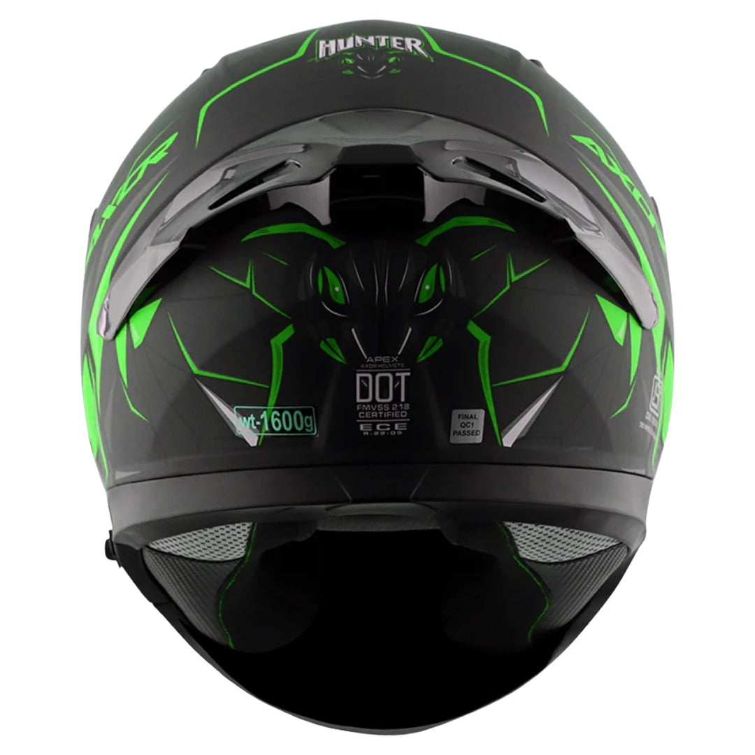 Axor Apex Hunter ISI ECE DOT Certified Full Face Dual Visor Helmet For Men And Women With Pinlock Fitted Outer Clear Visor And Inner Smoke Sun Visor