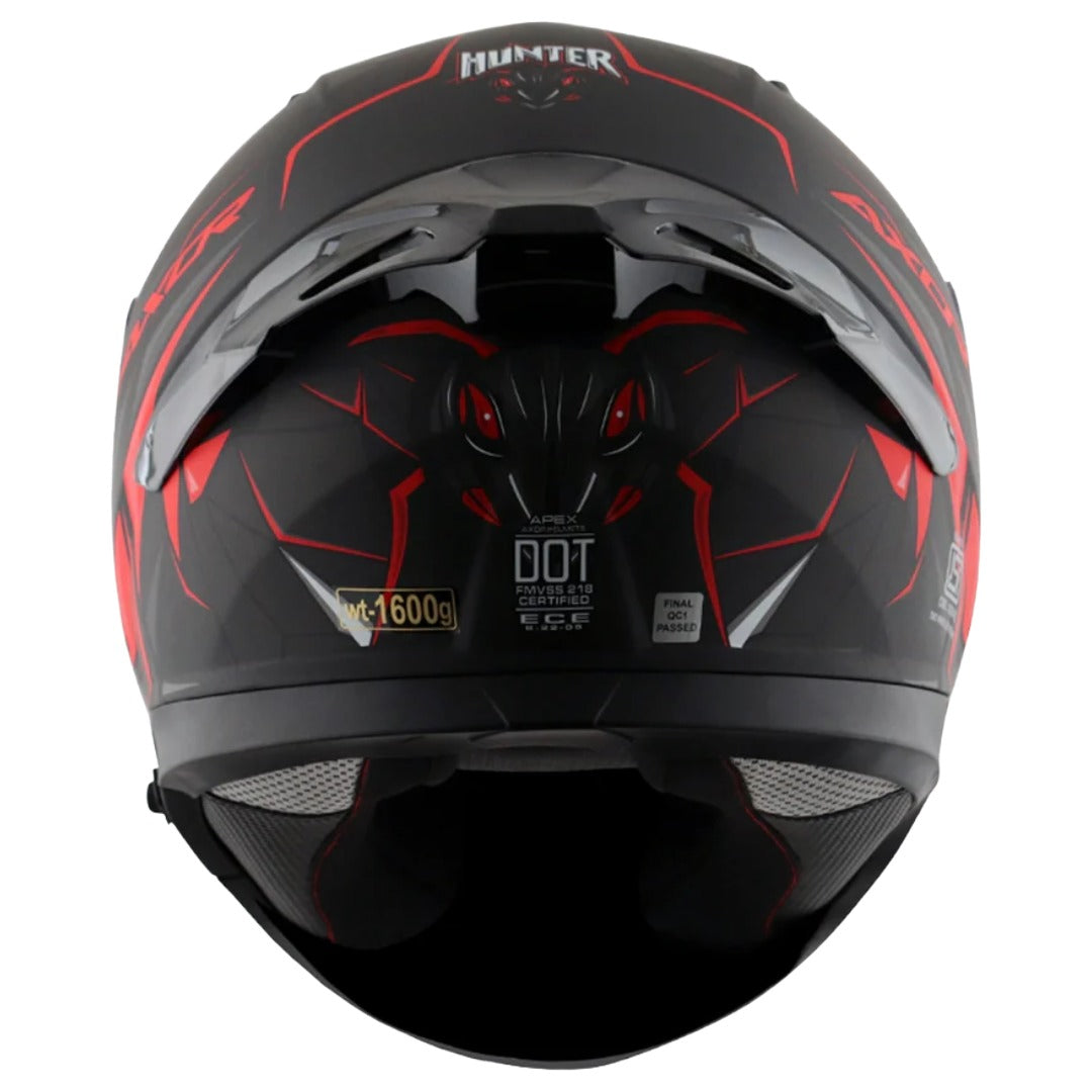 Axor Apex Hunter ISI ECE DOT Certified Full Face Dual Visor Helmet For Men And Women With Pinlock Fitted Outer Clear Visor And Inner Smoke Sun Visor