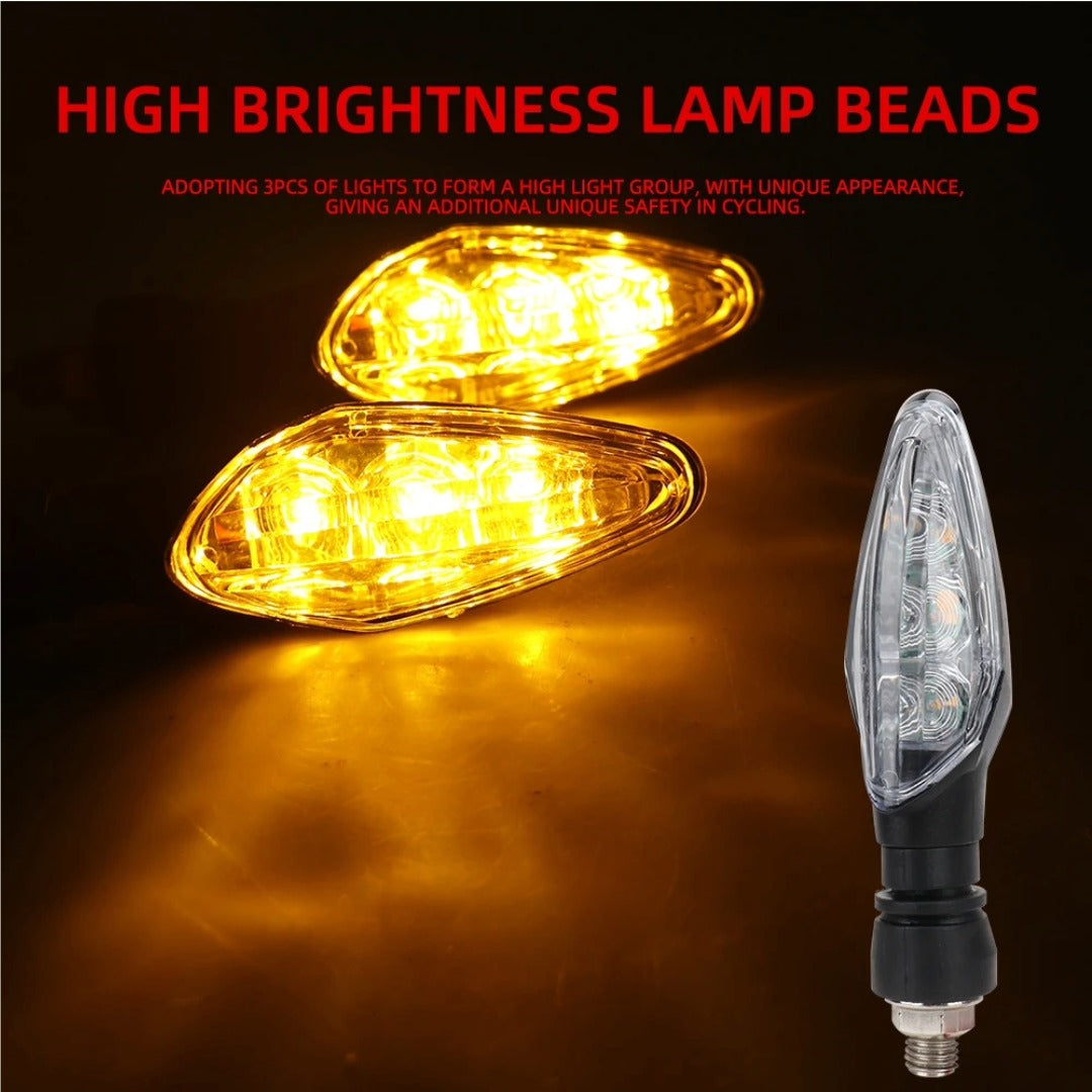 LGP Universal Sleek Amber Improved 3 LED Turn Signal Indicator Light Lamp for All Yamaha Bikes, (Set of 2)