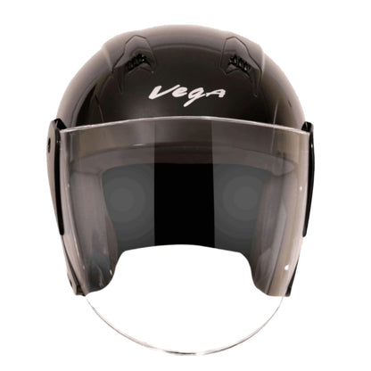 Vega Lark ISI Certified Lightweight Open Face Helmet for Men and Women with Long Clear Visor