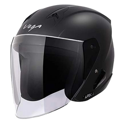 Vega Lark ISI Certified Lightweight Open Face Helmet for Men and Women with Long Clear Visor