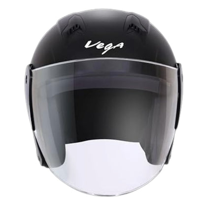Vega Lark ISI Certified Lightweight Open Face Helmet for Men and Women with Long Clear Visor