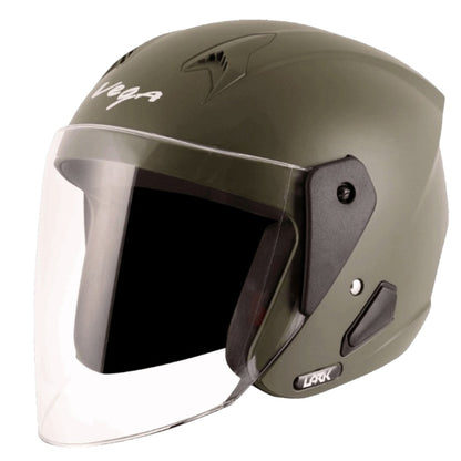 Vega Lark ISI Certified Lightweight Open Face Helmet for Men and Women with Long Clear Visor