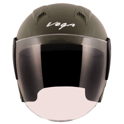 Vega Lark ISI Certified Lightweight Open Face Helmet for Men and Women with Long Clear Visor