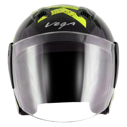 Vega Lark Victor ISI Certified Matt Finish Lightweight Open Face Helmet for Men and Women with Long Clear Visor