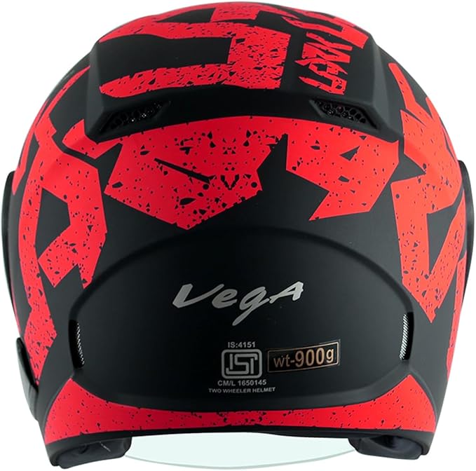 GUB Vega Lark Victor ISI Certified Matt Finish Lightweight Open Face Helmet for Men and Women with Long Clear Visor