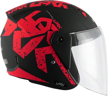Vega Lark Victor ISI Certified Matt Finish Lightweight Open Face Helmet for Men and Women with Long Clear Visor