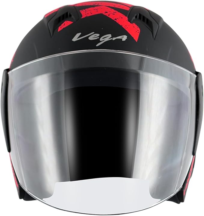 GUB Vega Lark Victor ISI Certified Matt Finish Lightweight Open Face Helmet for Men and Women with Long Clear Visor