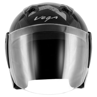 Vega Lark Victor ISI Certified Matt Finish Lightweight Open Face Helmet for Men and Women with Long Clear Visor