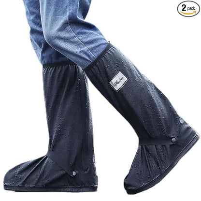 GUB Professional Long Waterproof Shoe Covers for Men Waterproof Boot Covers Rain Shoe Covers Reusable & Foldable Motorcycle Cycling Bike Knee Boots Shoes Cover, Black