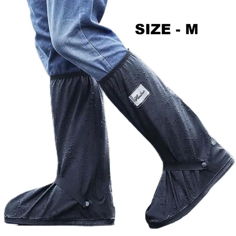 GUB Professional Long Waterproof Shoe Covers for Men Waterproof Boot Covers Rain Shoe Covers Reusable & Foldable Motorcycle Cycling Bike Knee Boots Shoes Cover, Black