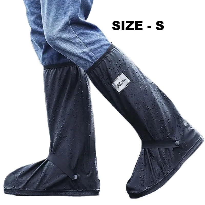 GUB Professional Long Waterproof Shoe Covers for Men Waterproof Boot Covers Rain Shoe Covers Reusable & Foldable Motorcycle Cycling Bike Knee Boots Shoes Cover, Black