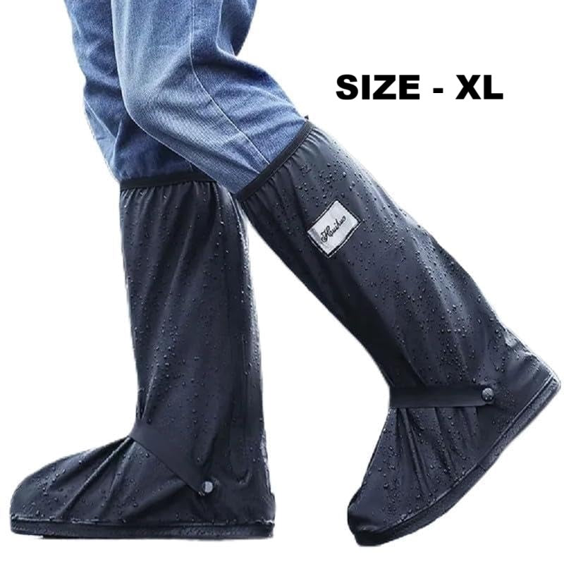 GUB Professional Long Waterproof Shoe Covers for Men Waterproof Boot Covers Rain Shoe Covers Reusable & Foldable Motorcycle Cycling Bike Knee Boots Shoes Cover, Black